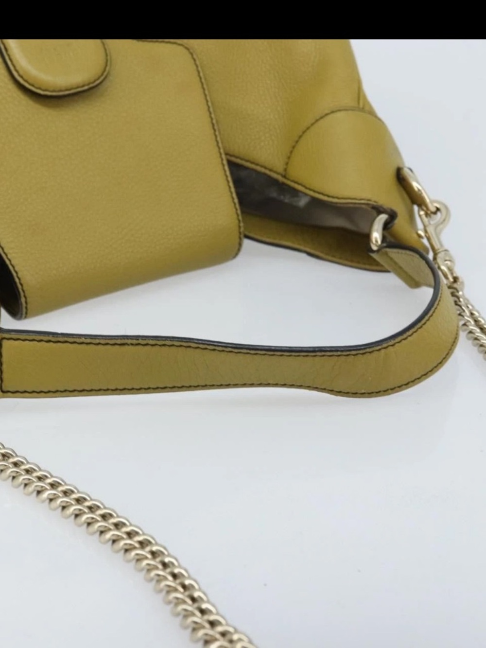 Gucci horsebit Emily Leather Bag in Olive Green with Chain Detail - Picture 9 of 13